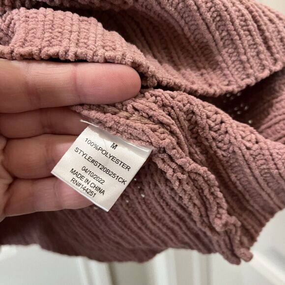 Chloe & Cyrus Tania V Neck Sweater Dark Pink Mauve Womens Size M Dolman Oversize - Picture 6 of 11